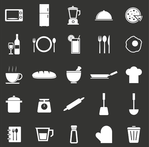 Kitchen Icons Set vectors graphics