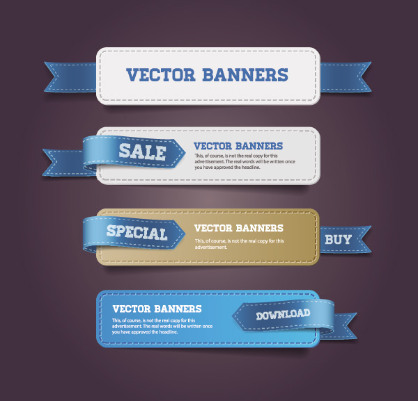 Leather banner ribbons vector