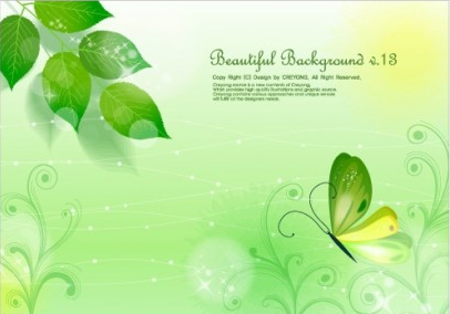 Leaves and butterflies background vector