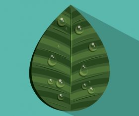 Leaves and dewdrop illustration vector 02