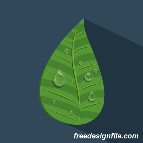 Leaves and dewdrop illustration vector 03