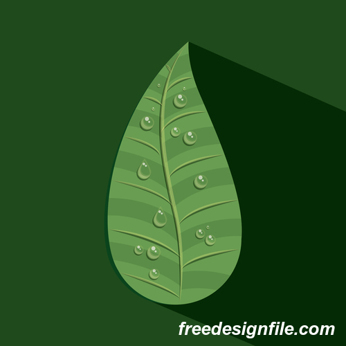 Leaves and dewdrop illustration vector 04