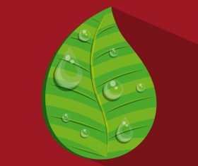 Leaves and dewdrop illustration vector 05