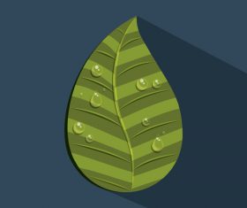 Leaves and dewdrop illustration vector 06