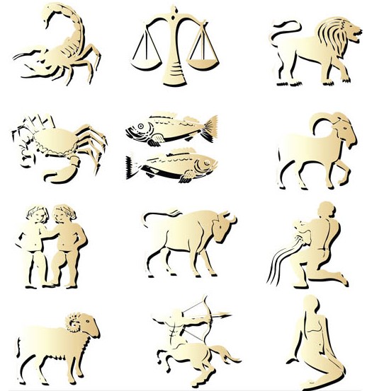 Light Gold Zodiac Symbols vector