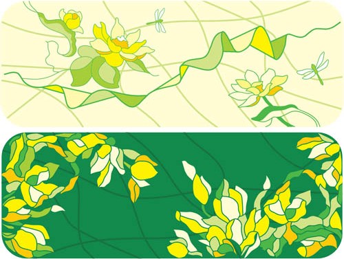 Light Green Floral Banners vector