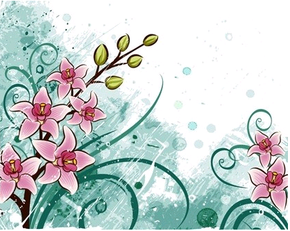 Lily flowers with Grunge Floral Background art vectors graphics