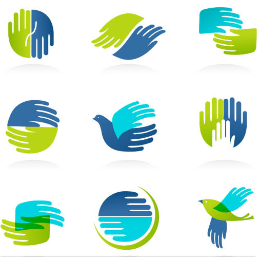 Logotypes with Hands design vectors