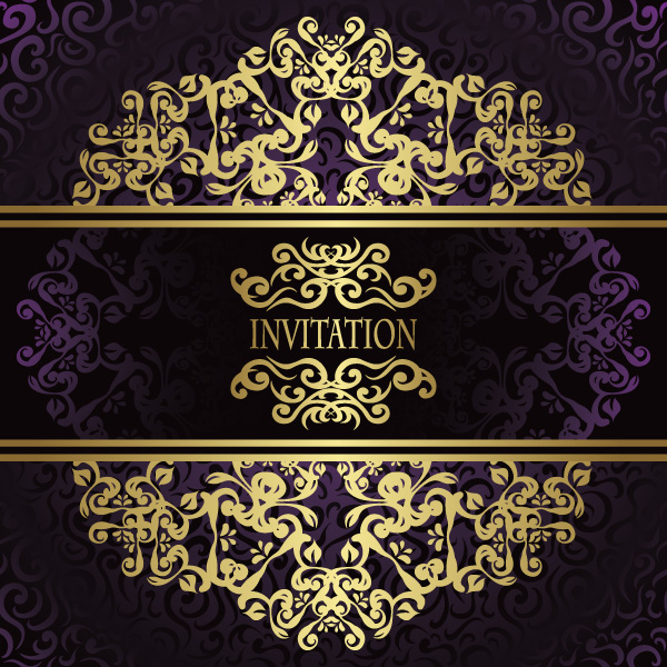 Luxury Glod Invitation cards design 3 vector
