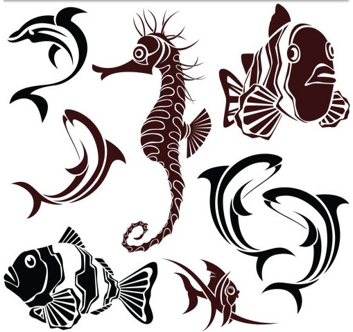 Marine Fish Templates vector graphic