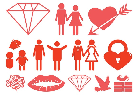 Marriage And Love Icons vector