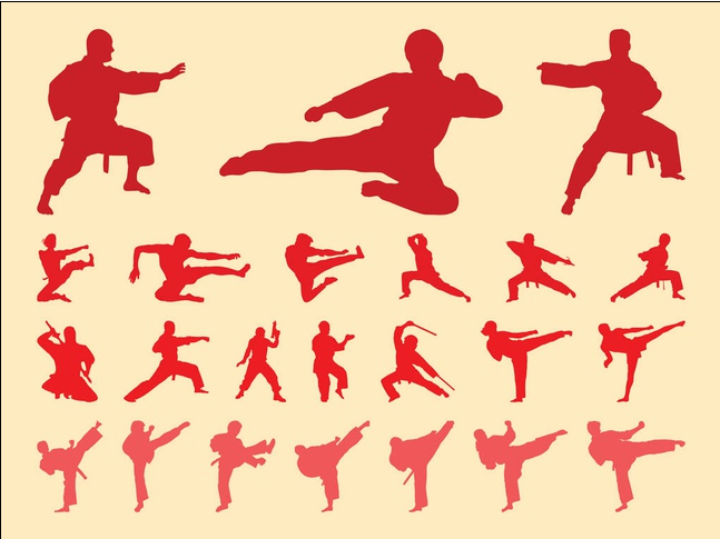 Martial Arts Silhouettes art Illustration vector