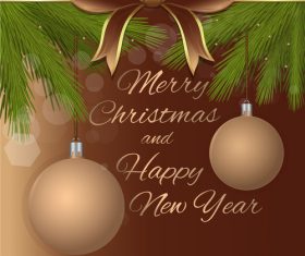 Merry Christmas and Happy New Year brown vector 01