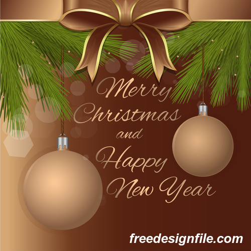 Merry Christmas and Happy New Year brown vector 01