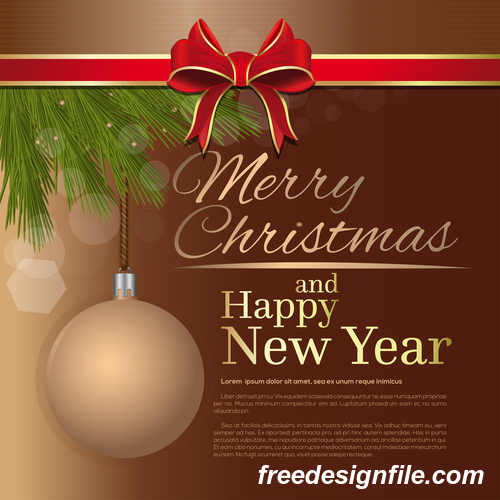 Merry Christmas and Happy New Year brown vector 07 free download
