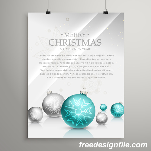 Merry christmas festvial poster with flyer template vectors 01
