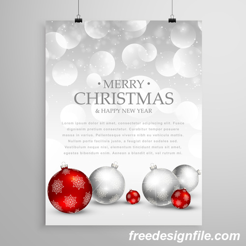 Merry christmas festvial poster with flyer template vectors 03