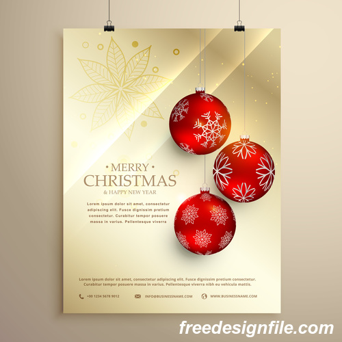 Merry christmas festvial poster with flyer template vectors 05