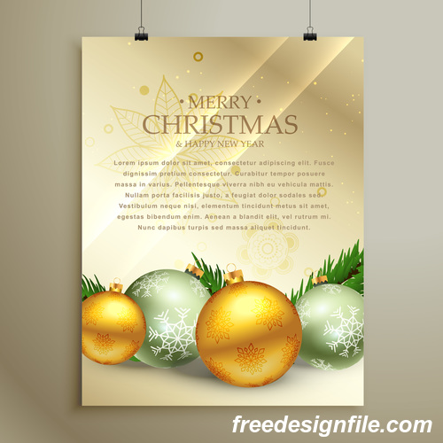 Merry christmas festvial poster with flyer template vectors 07