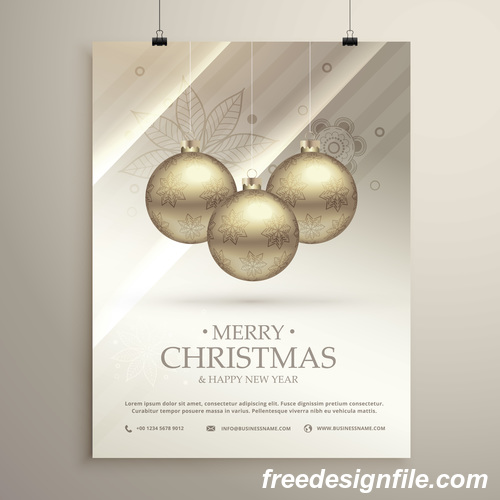 Merry christmas festvial poster with flyer template vectors 08