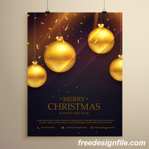 Merry christmas festvial poster with flyer template vectors 10