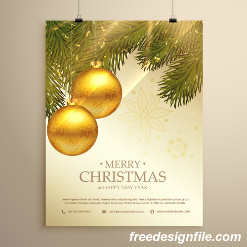 Merry christmas festvial poster with flyer template vectors 12