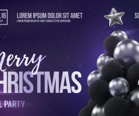 Merry christmas gold party flyer with poster template vector 02