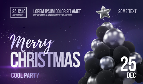 Merry christmas gold party flyer with poster template vector 02