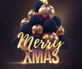 Merry christmas gold party flyer with poster template vector 03