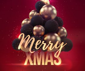 Merry christmas gold party flyer with poster template vector 05