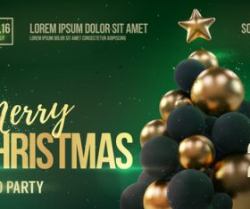 Merry christmas gold party flyer with poster template vector 08
