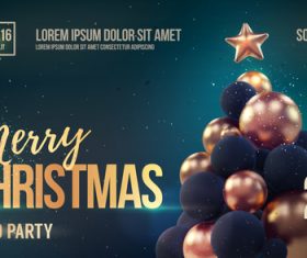 Merry christmas gold party flyer with poster template vector 10
