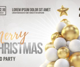 Merry christmas gold party flyer with poster template vector 15