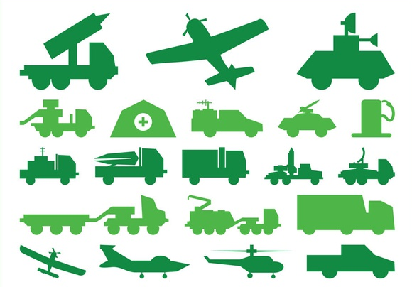 Military Vehicles Graphics art set vector