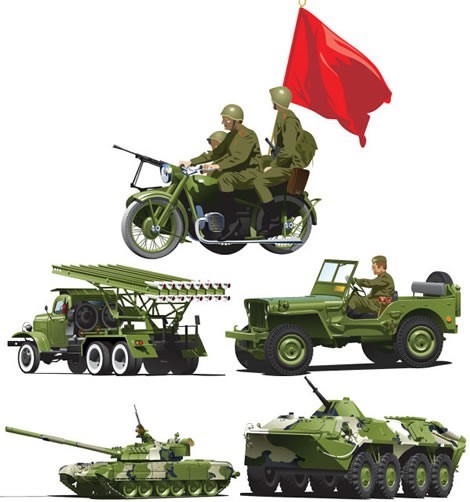 Military equipment vector set