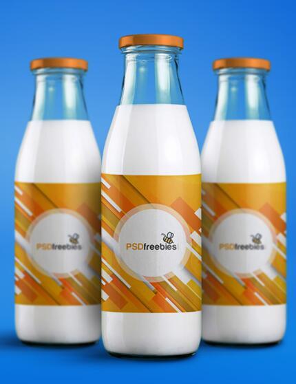 Milk Bottle Packaging PSD Template