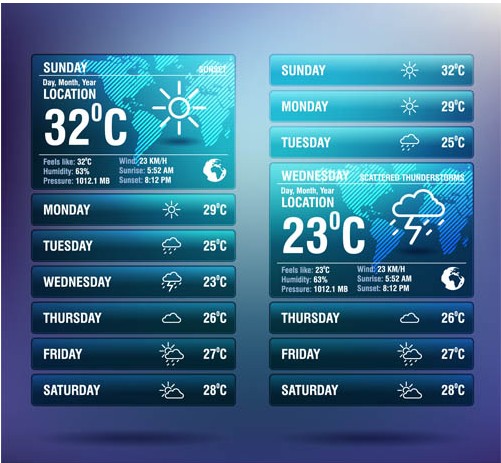 Mobile Weather Widgets Art vector