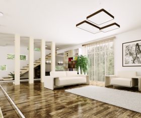 Modern loft with and living room Stock Photo 07