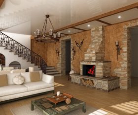 Modern loft with and living room Stock Photo 12