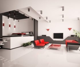Modern loft with and living room Stock Photo 13