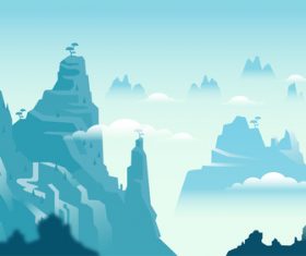 Mountain background material vector