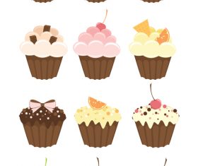 Muffins cake vector set