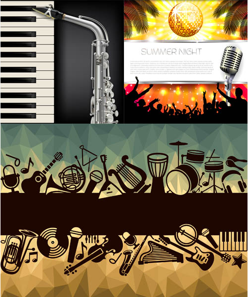 Music Party Backgrounds design vectors