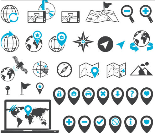 Navigation Blue Icons vector