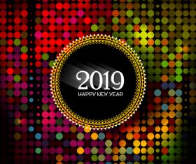 Neon background with 2019 label vector