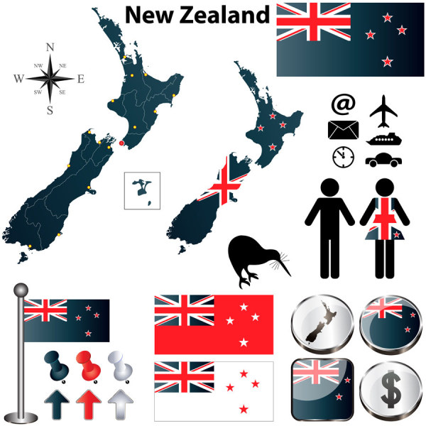New Zealand elements vector graphics
