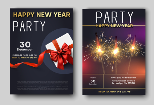 New year party night flyer template vector
