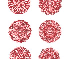 New year red paper cut window design element vecto