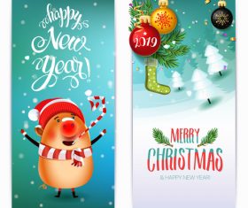 New year with merry christmas vertical banners template vector 01