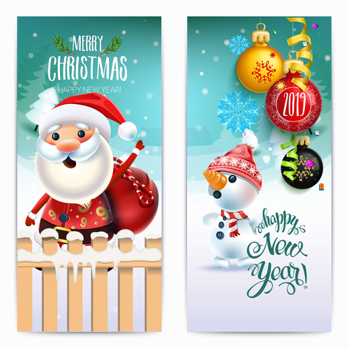 New year with merry christmas vertical banners template vector 02